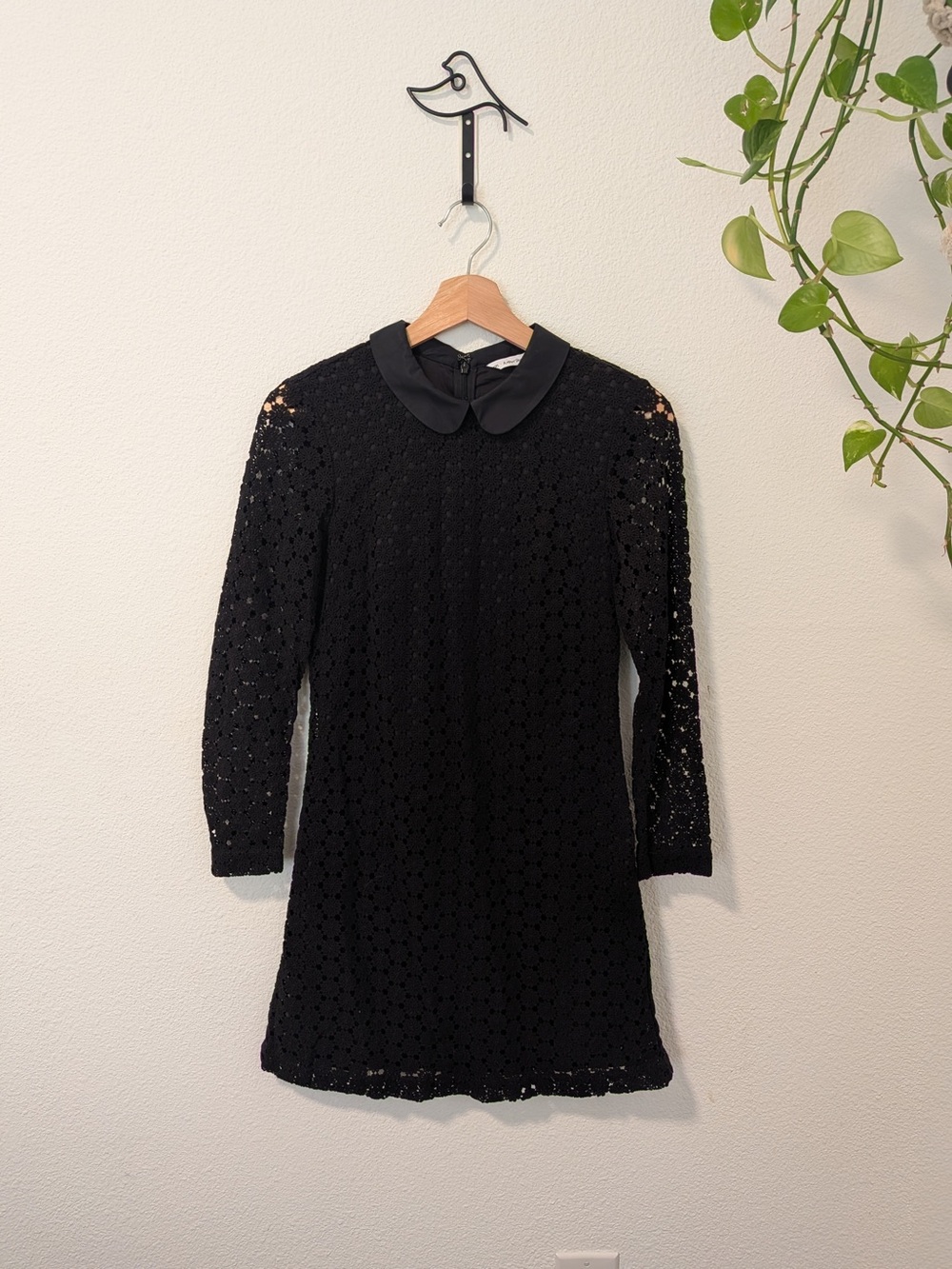 & Other Stories Black Lace Long Sleeve Dress with Peter Pan Collar